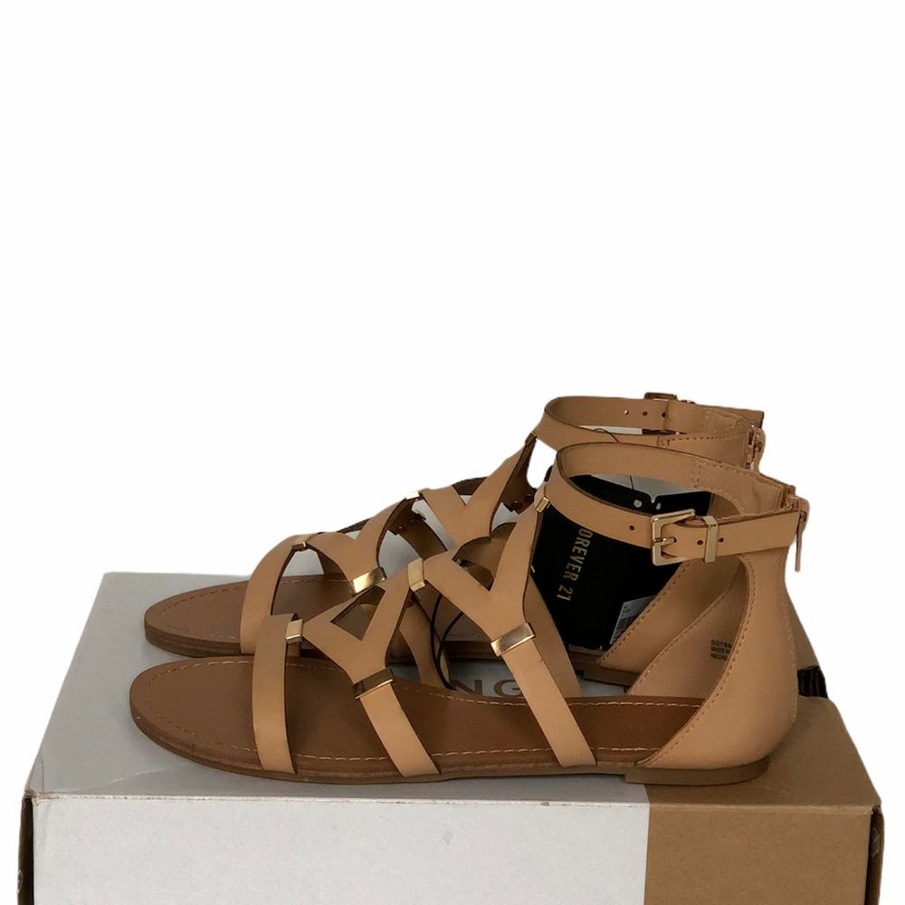 Forever 21 Strappy Cutout Sandals Nude Size 7